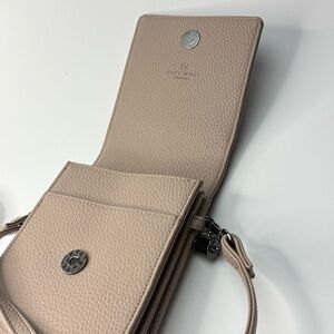 Just Must Beige Textured Crossbody Bag with Magnetic Closure